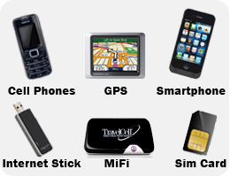 Cell Phones, GPS, BlackBerry, MiFi, Laptop Aircard, Sim Card rental for Israel